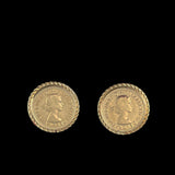 Queen Elizabeth Gold Coin Replica Clip On Earrings Vintage