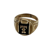 10K Yellow Gold Vintage Signet Initial T Ring 1940's