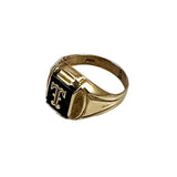 10K Yellow Gold Vintage Signet Initial T Ring 8½ 1940's