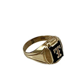 10K Yellow Gold Vintage Signet Initial T Ring 1940's