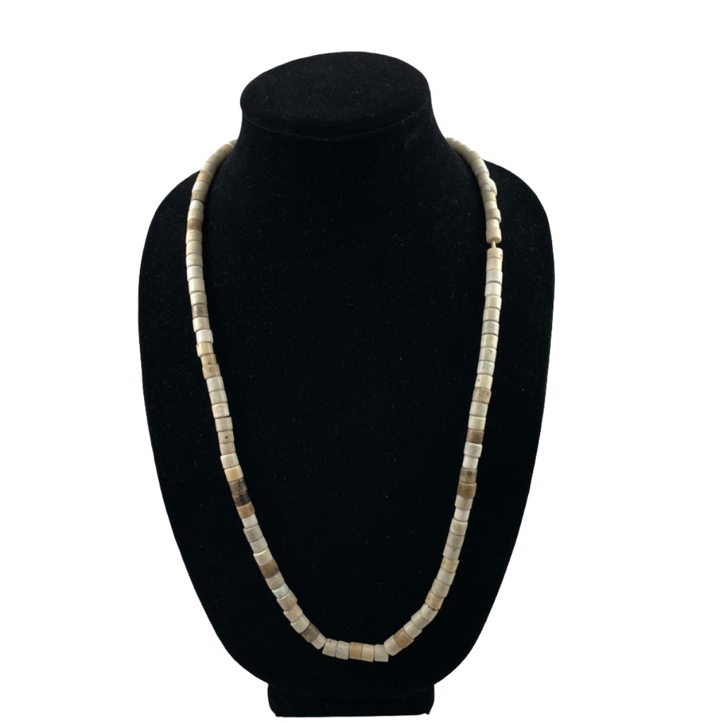 African Trade Goomba White Beads Necklace