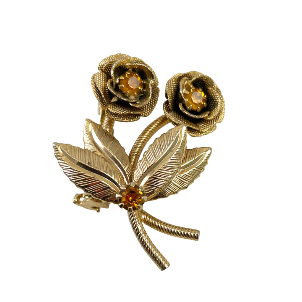 gold floral brooch vintage