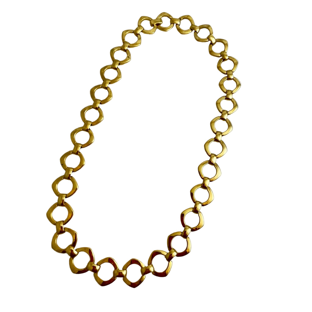 Gold Plated Round Link Necklace Vintage