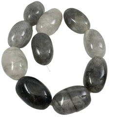 Huge Gray Rutilated Quartz Oval Beads 40 x 25mm