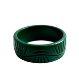 Green Carved Bangle Bracelet Vintage