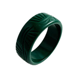 Green Carved Bangle Bracelet Vintage