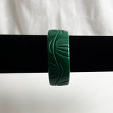 Green Carved Bangle Bracelet Vintage