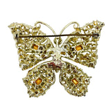 Rhinestone Butterfly Brooch Peridot Green