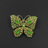 Rhinestone Butterfly Brooch Peridot Green