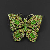 Rhinestone Butterfly Brooch Peridot Green