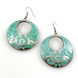 Light Green Enamel Floral Earrings