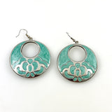 Light Green Enamel Floral Earrings