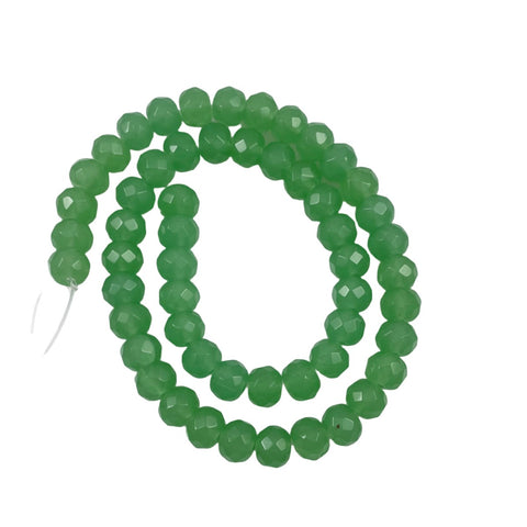Green Faceted 8 x10mm Glass Beads