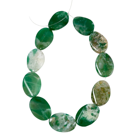 Large Green Agate Oval Beads 30 x 42mm