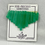 Green Chalcedony Fan Pendant Vintage