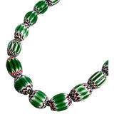 Large Green White Red Blue Chevron Italian Beads Necklace