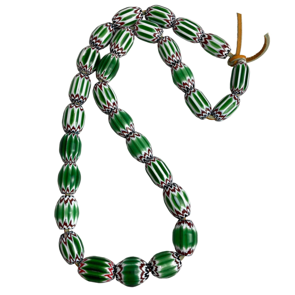 Large Green White Red Blue Chevron Italian Beads Necklace