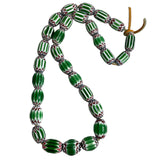 Large Green White Red Blue Chevron Italian Beads Necklace