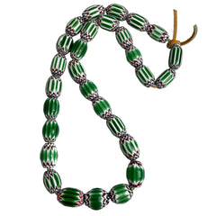 Large Green White Red Blue Chevron Italian Beads Necklace