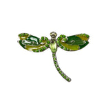 Green Enamel Rhinestone Dragonfly Pin