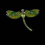 Green Enamel Rhinestone Dragonfly Pin