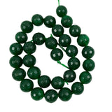Green Onyx Faceted 12mm Round Gemstone Beads