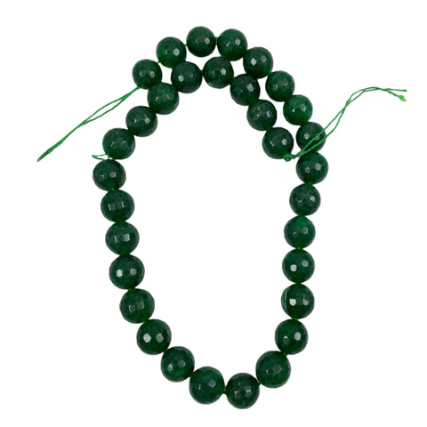 Green Onyx Faceted 12mm Round Gemstone Beads