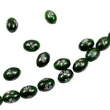 Green Satin Glass Oval Shaped Beads 11mm