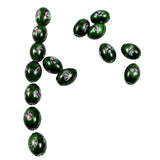 Green Satin Glass Oval Shaped Beads 11mm