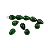 Green Satin Glass Pear Shaped Beads