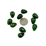 Green Satin Glass Pear Shaped Beads