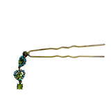 Michal Negrin Blue Green Rhinestone Hair Pin