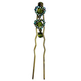 Michal Negrin Blue Green Rhinestone Hair Pin