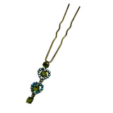 Michal Negrin Blue Green Rhinestone Hair Pin