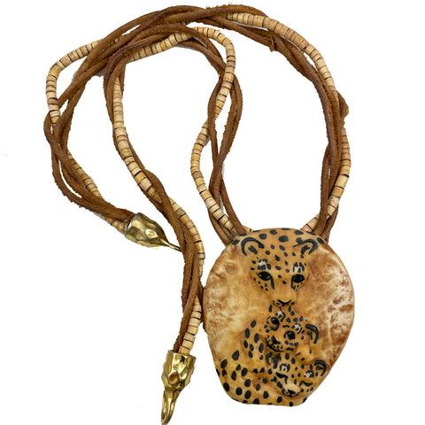 Carol Halmy Hand Painted Leopard Necklace