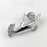 Silver Hand Brooch Victorian Revival