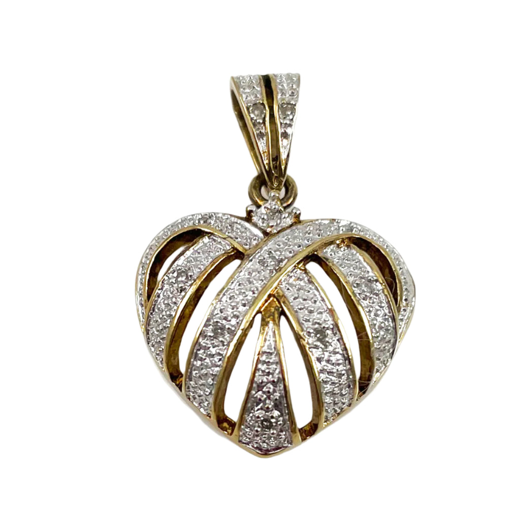 Gold Vermeil & Diamond Heart Pendant Sterling – Estate Beads & Jewelry