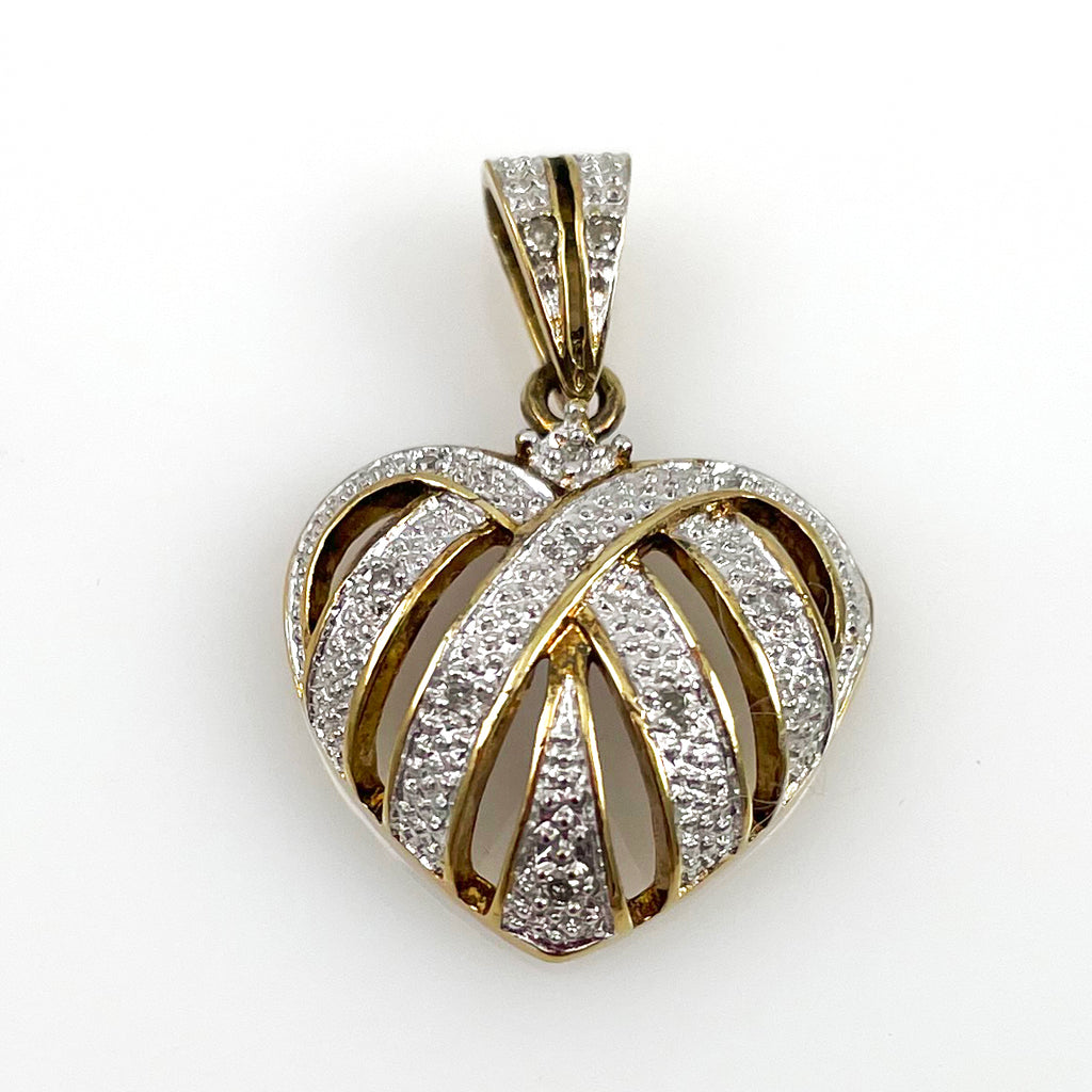 Gold Vermeil & Diamond Heart Pendant Sterling – Estate Beads & Jewelry