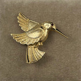 Gold Hummingbird Brooch Vintage