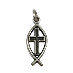 Sterling Silver Ichthus Cross Charm