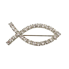 Rhinestone Ichthus Fish Brooch Vintage