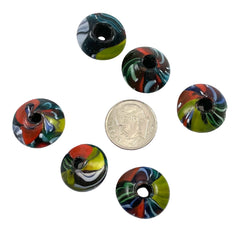 Millefiori Rondelle Glass Beads India 17mm (6)