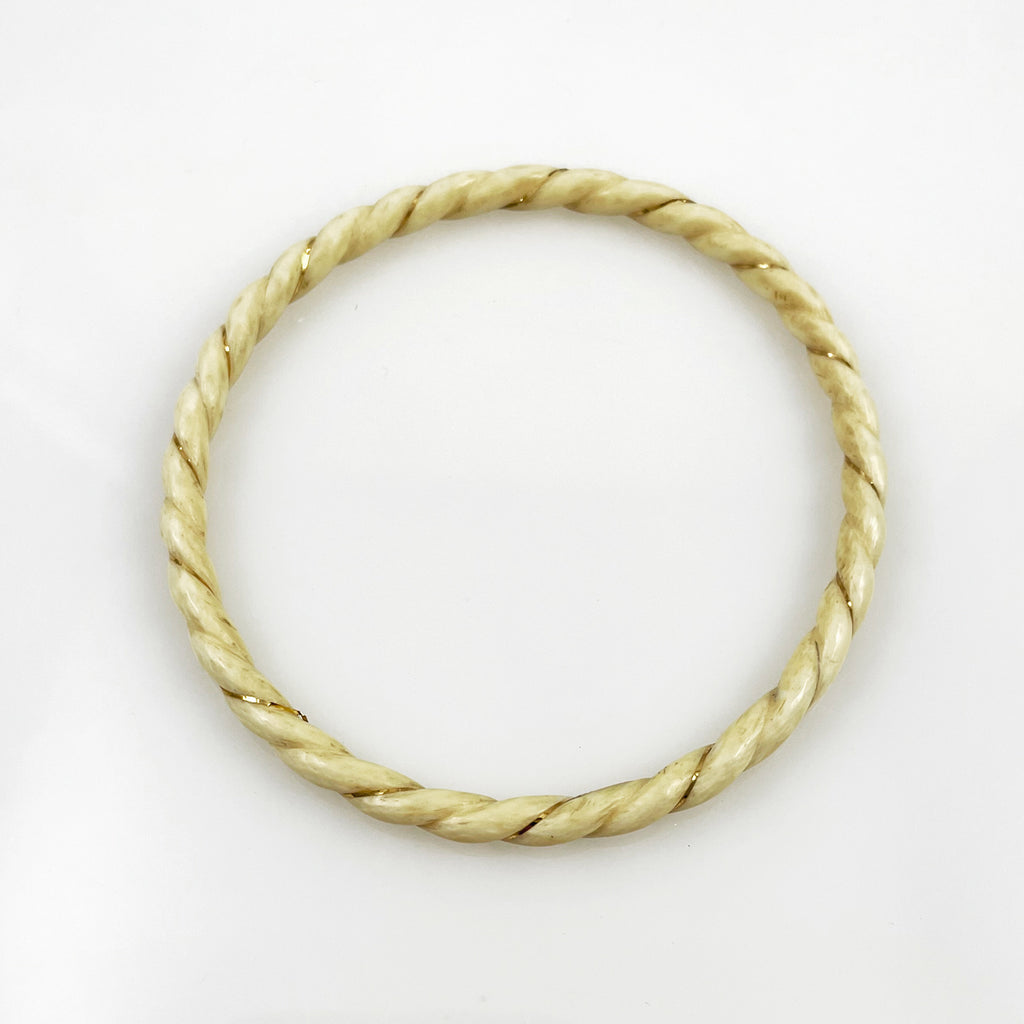 Vintage Ivory & Gold Twisted Bangle Bracelet 