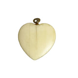 Antique Ivory Puffy Heart Pendant Vintage