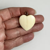 Antique Ivory Puffy Heart Pendant Vintage