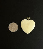 Antique Ivory Puffy Heart Pendant Vintage