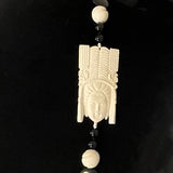 Carved Ivory Goddess & Black Onyx Necklace Vintage