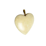 Large Ivory & Enamel Heart Pendant 18K Gold Vintage