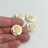 Carved Ivory Flat Back Roses Vintage 18mm