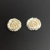 Carved Ivory Flat Back Roses Vintage 18mm
